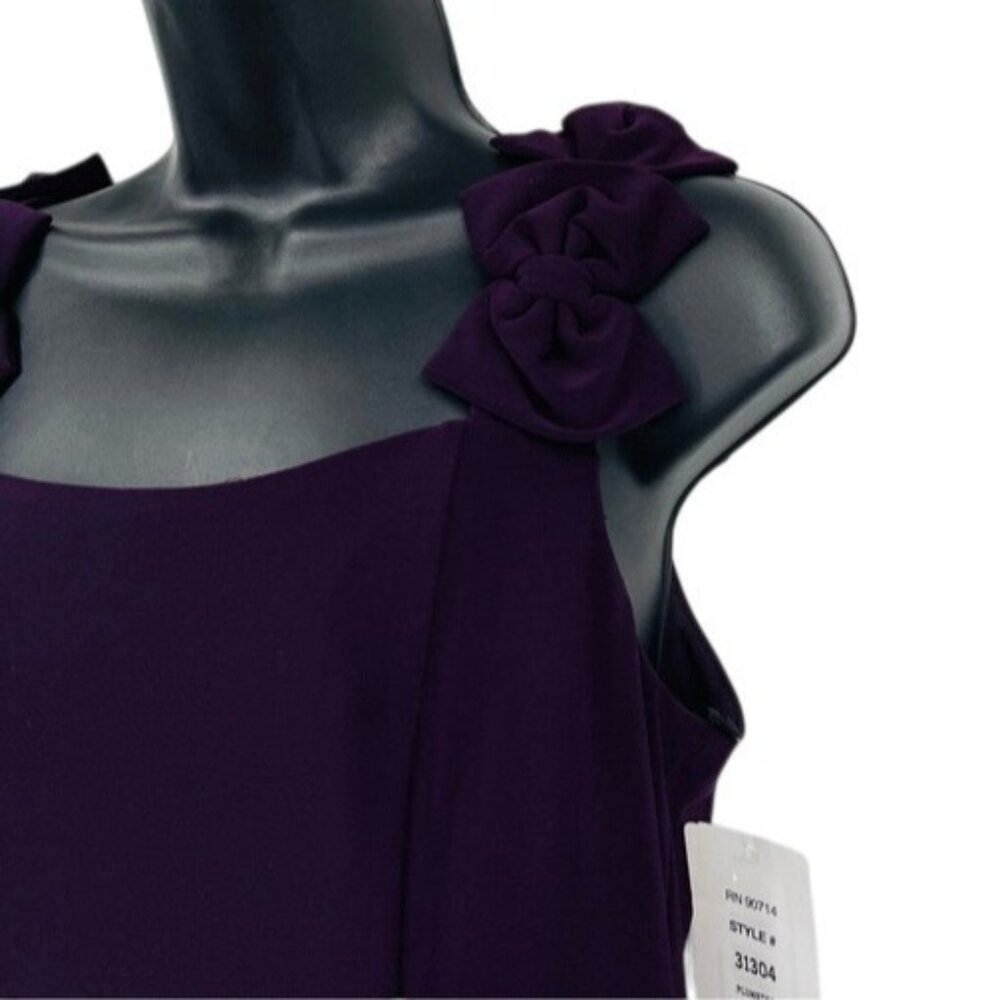 New Purple Sheath Dress Bow Straps Womens 10 Plum JBS LTD Formal Party Classic